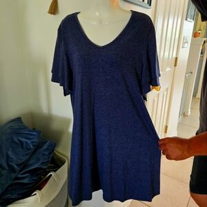 Women's Navy V-Neck Tshirt Dress.